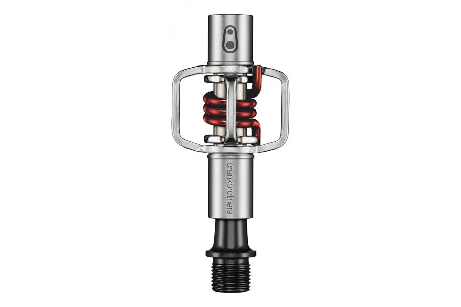 Crank Brothers Eggbeater-1 clipless pedals for XC racing and training, with lightweight aluminum body and metal cleats.