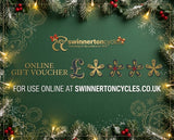 Swinnerton Cycles gift voucher, a flexible electronic gift card for cyclists, with a sleek design and branding.