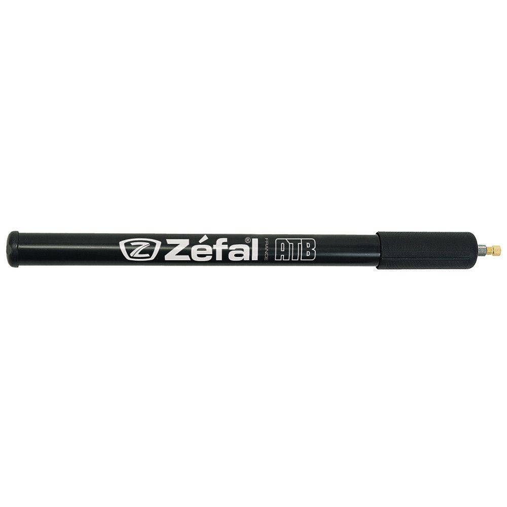 Zefal hand pump for ATB bikes with flexible Schrader and Presta valve adapters, compact bike accessories for inflating tires.