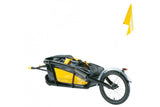 Topeak Journey Trailer attached to a bicycle with waterproof drybag and SlideLock for 26-700c bikes, accessories for cycling.