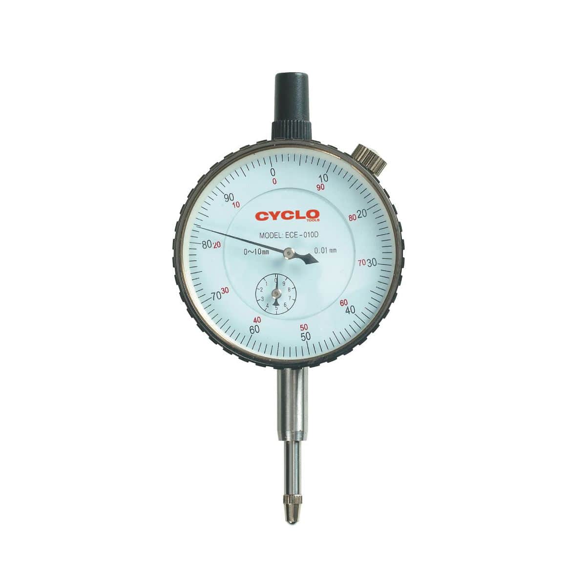 Cyclo Tools Cyclo DTI Gauge Kit for wheel truing stand alignment, showing precise measurement tools for bike wheel adjustments