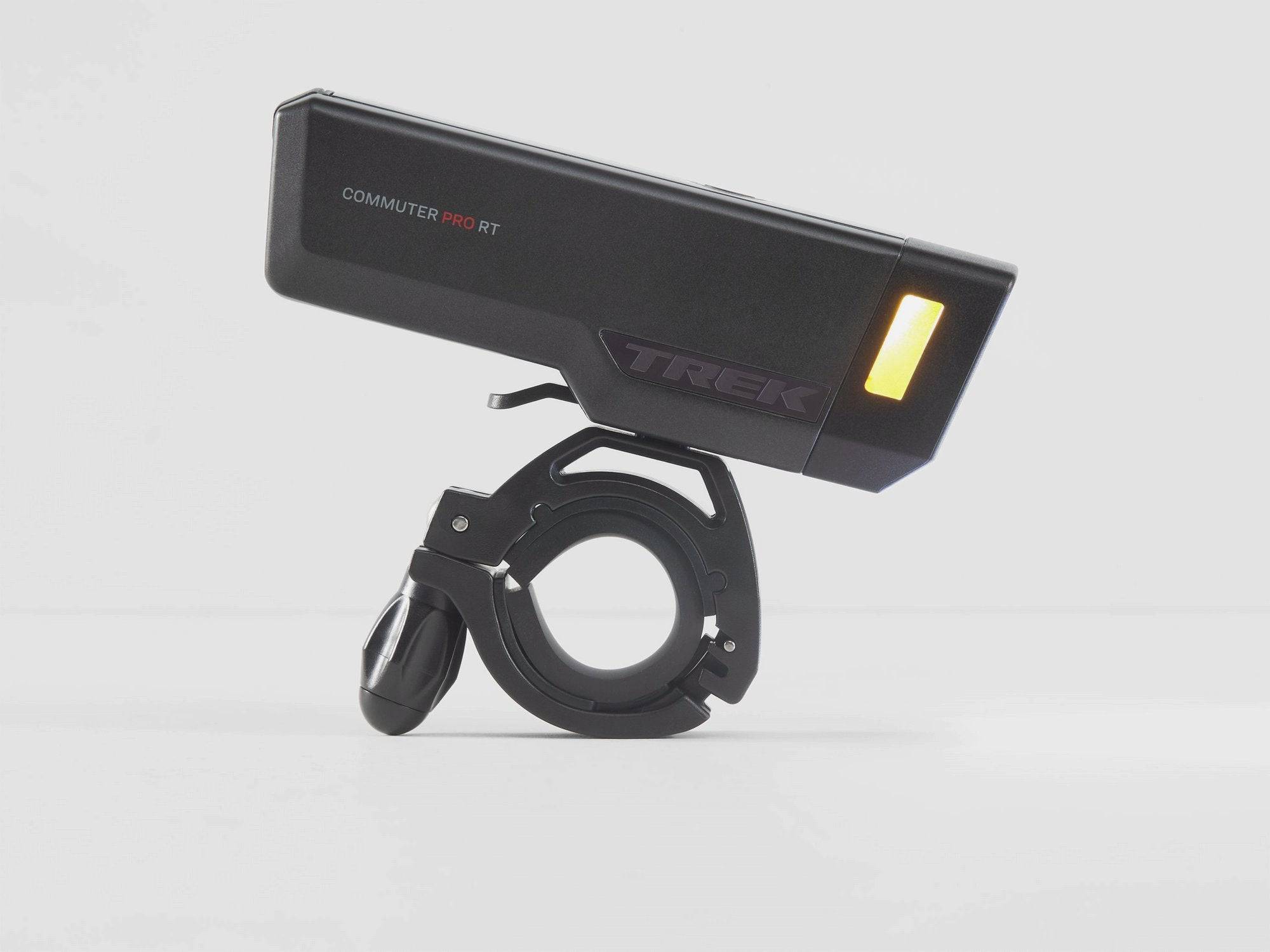 Trek Commuter Pro RT front bike light in black with 1000 lumens, USB-C rechargeable, designed for cycling safety and visibility