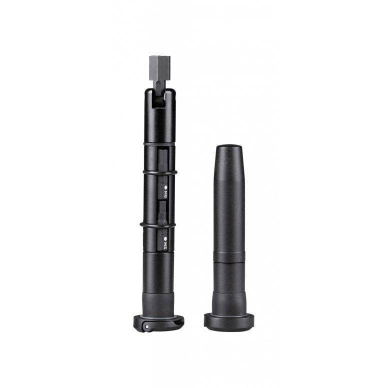 Topeak Plug n Tool mountain bike repair kit with tubeless tyre plugs in black, includes tools for workshop bike maintenance.