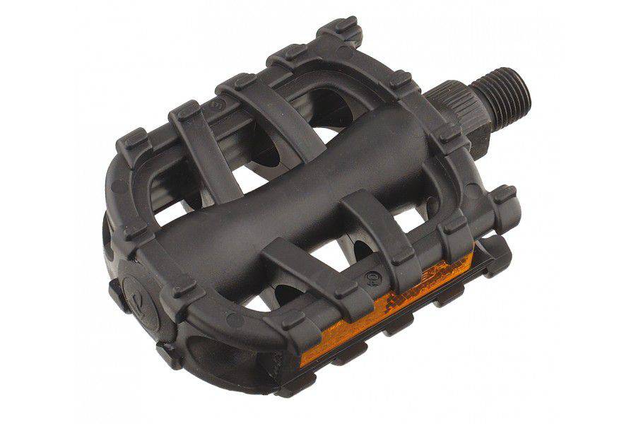 Black System EX J250 Junior bike pedals with durable boron spindle, standard fit, designed for reliable cycling performance.