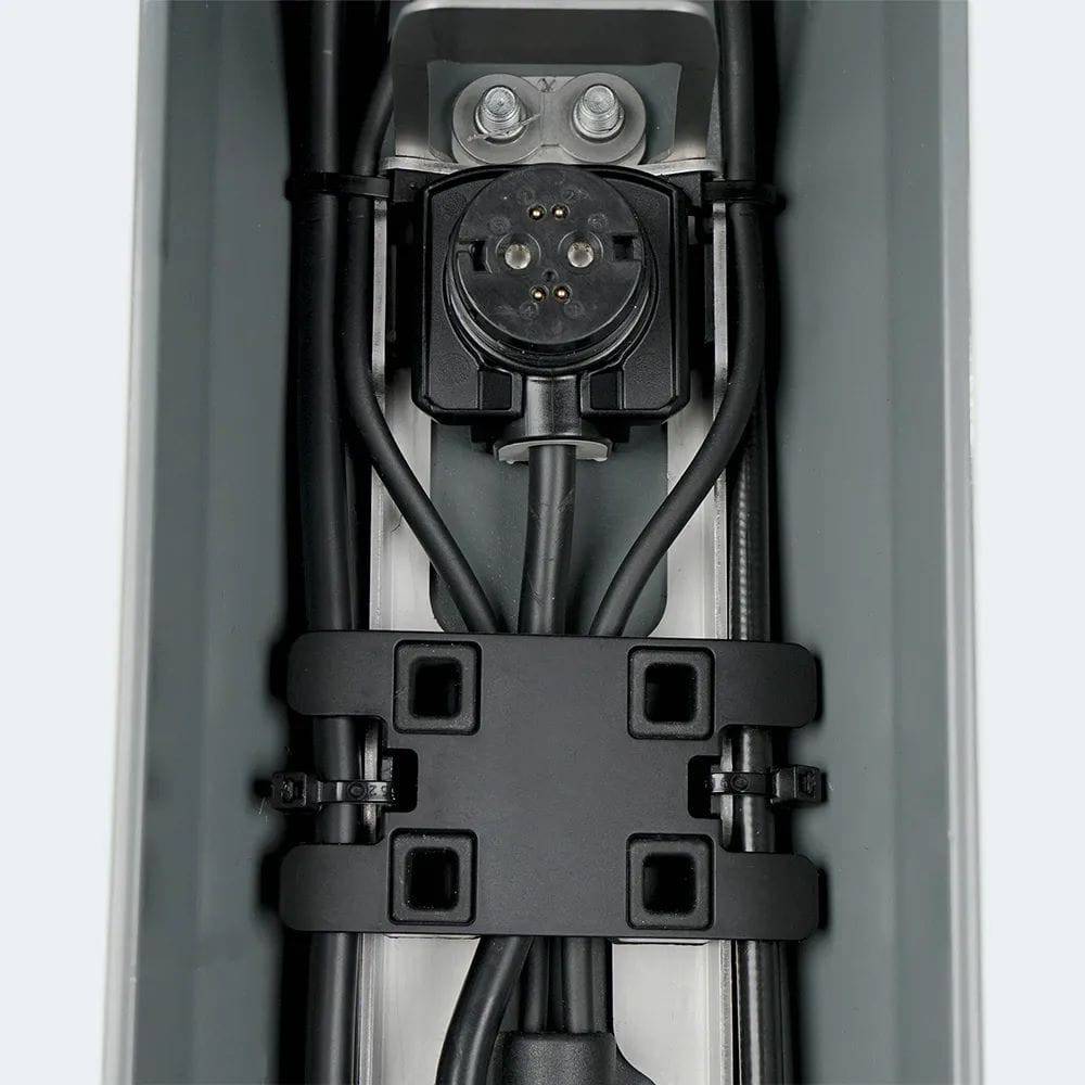 Fazua FAZUA RIDE 60 e-bike rack cover for cable protection and organization, black component with protective material.