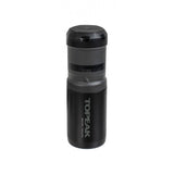 Topeak Escape Pod+ bike storage bag in black, designed to fit standard bottle cages and hold bike tools or accessories.