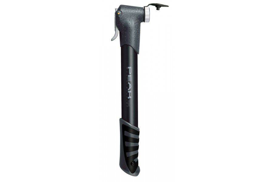 Topeak Peak DX II hand pump with SmartHead for Presta and Schrader valves, black and silver handheld bike pump.
