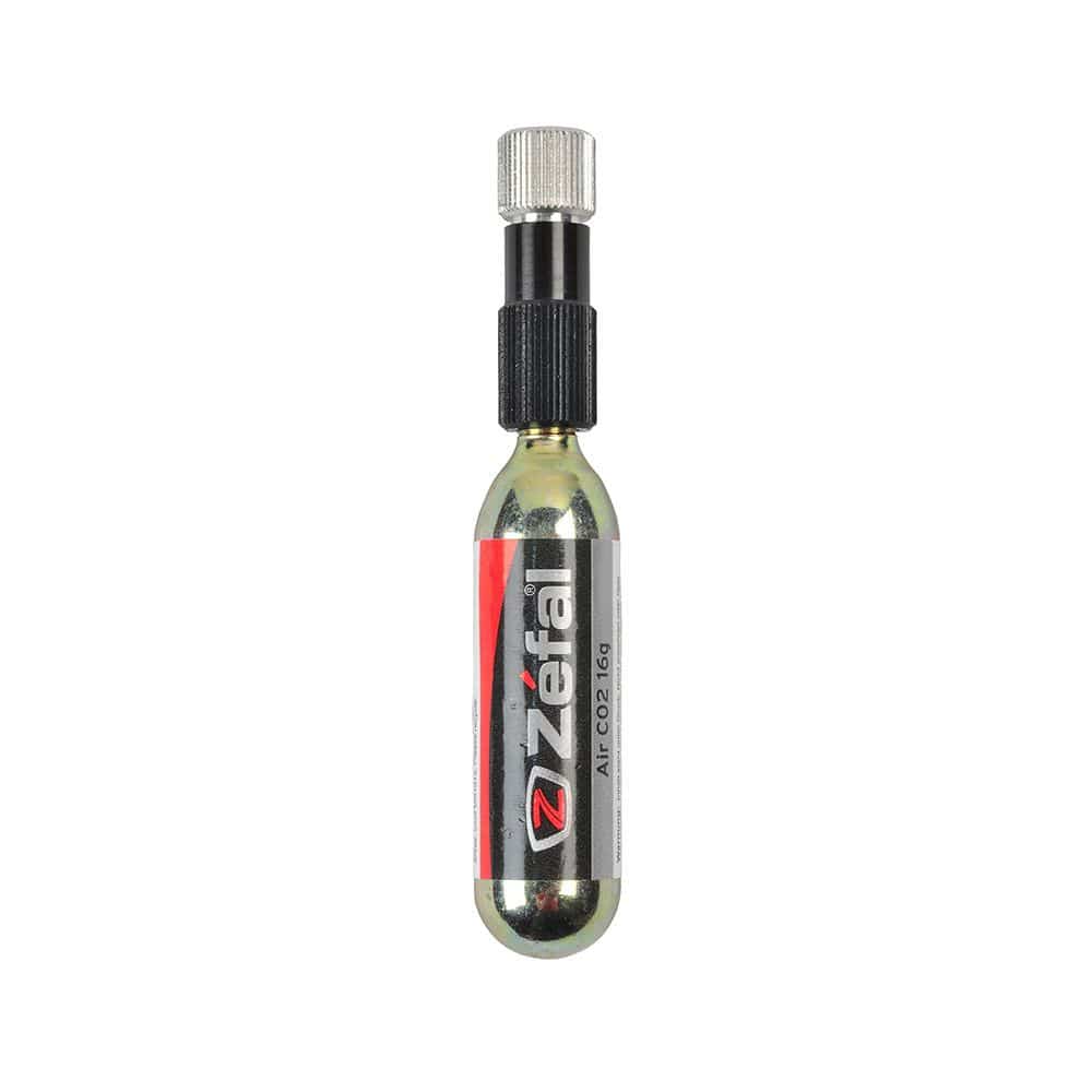Zefal Ez Control CO2 hand pump for Presta and Schrader valves, compact inflator tool with ergonomic design.