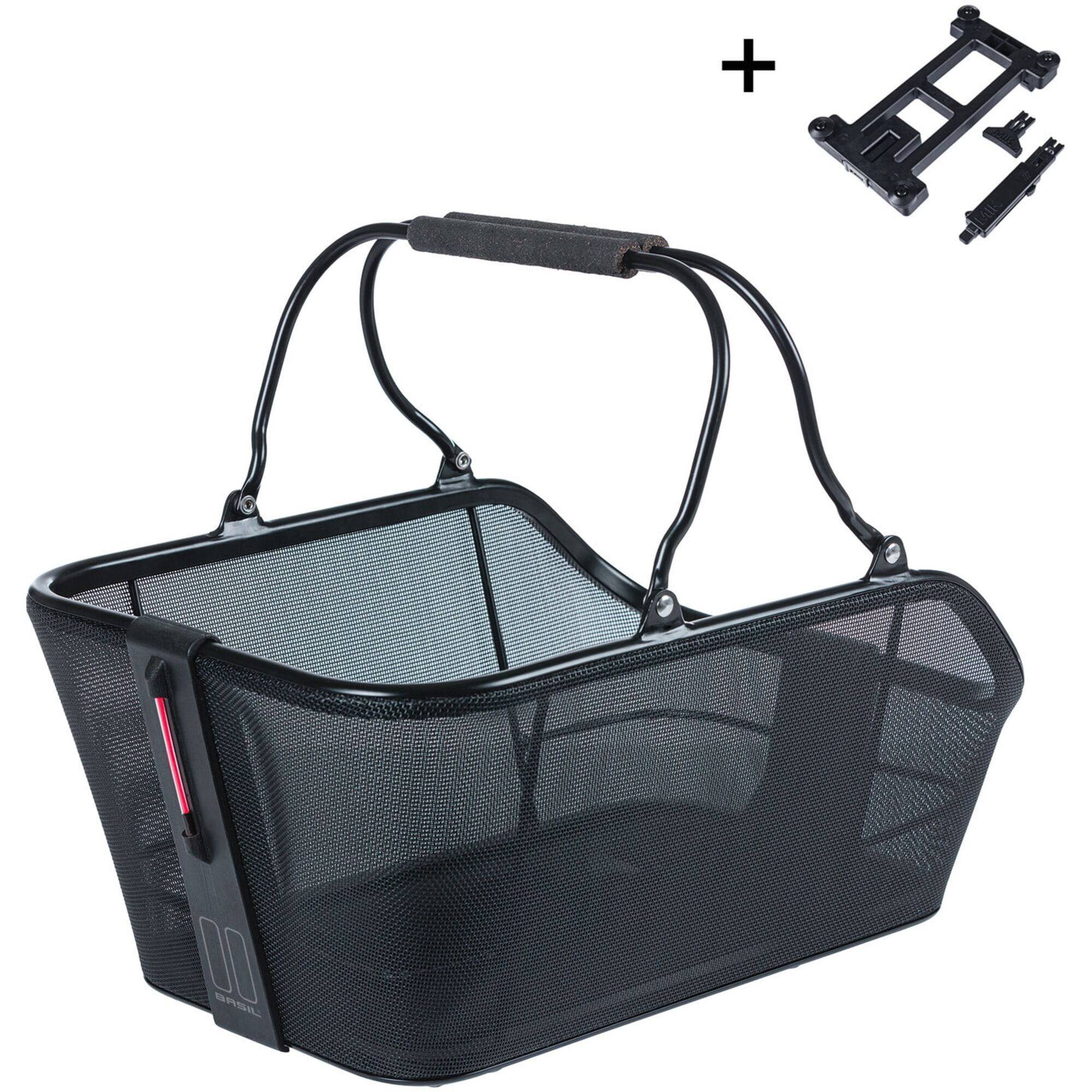 Basil Cento Tech Fiber Nordlicht MIK - bicycle basket - rear - solid black