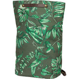 Basil Ever-Green bicycle daypack in eco-friendly water-repellent material with hook-on system, shown with straps and design details.