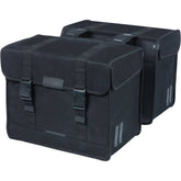 Black Basil Kavan Eco Classic 68L double pannier bag with rain cover, designed for bike accessories and outdoor cycling.