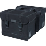 Black Basil Kavan Eco Classic 68L double pannier bag with rain cover, designed for bike accessories and outdoor cycling.