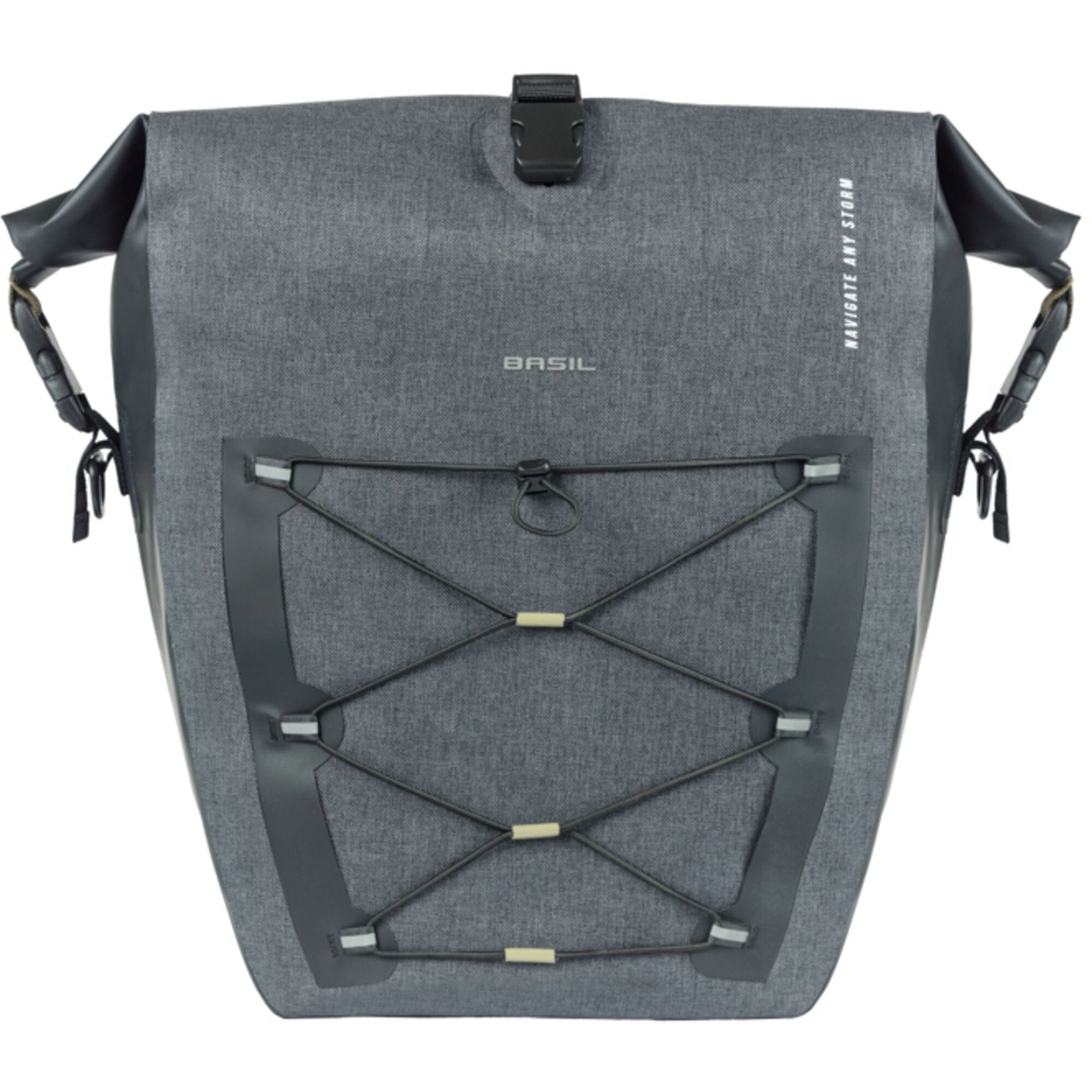 Basil Navigator Storm Large, single pannier bag,MIK Hooks, 25-31L, black