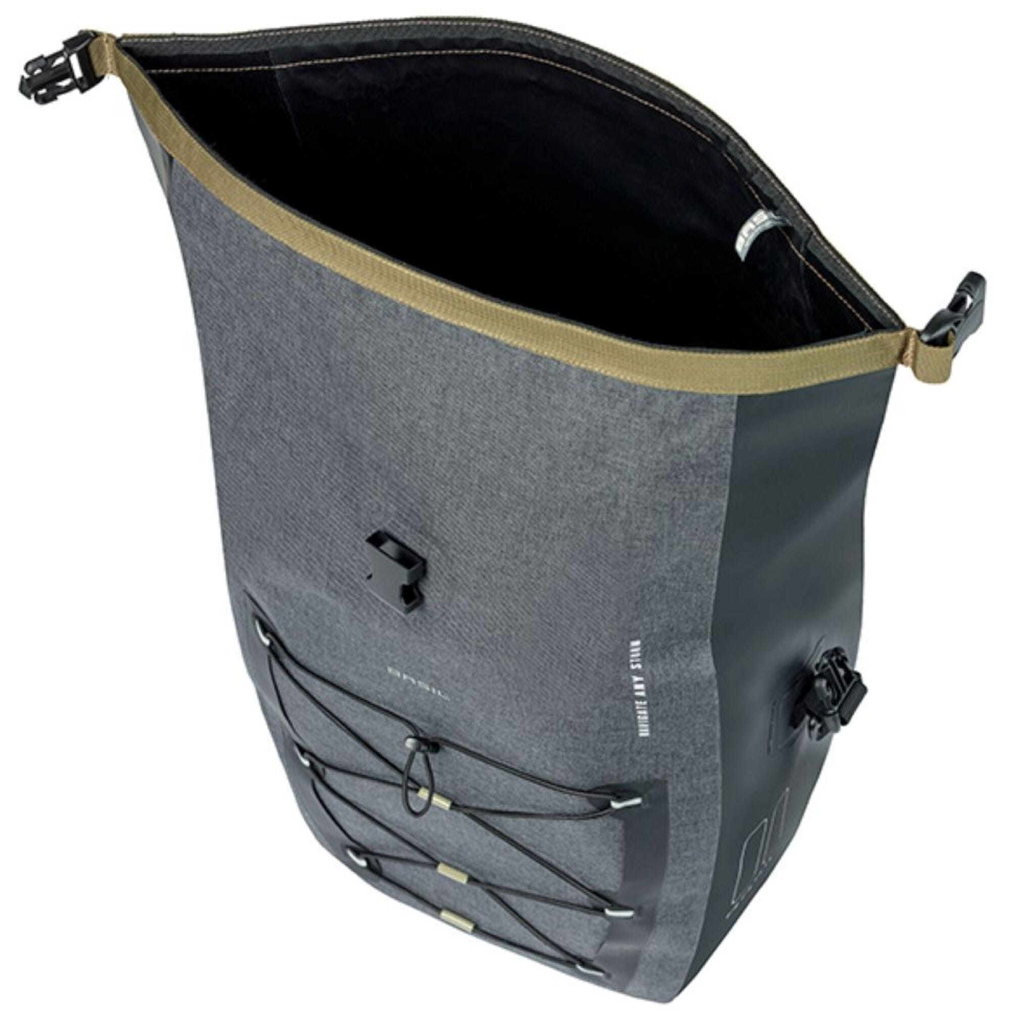 Basil Navigator Storm Large, single pannier bag,MIK Hooks, 25-31L, black