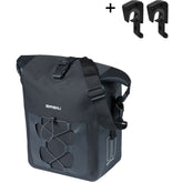 Basil Navigator waterproof single pannier bag with MIK hooks system, designed for bike accessories and commuting.