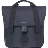 Black Basil GO single 16L bike bag with reflective details and side pockets, designed for bike accessories.
