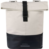 Basil Cove Double Pannier Bag for bikes, water-repellent commuting luggage, shown with straps and reflective details.