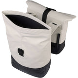 Basil Cove double pannier bag attached to bike, water-repellent bike luggage for commuting, made by Basil.