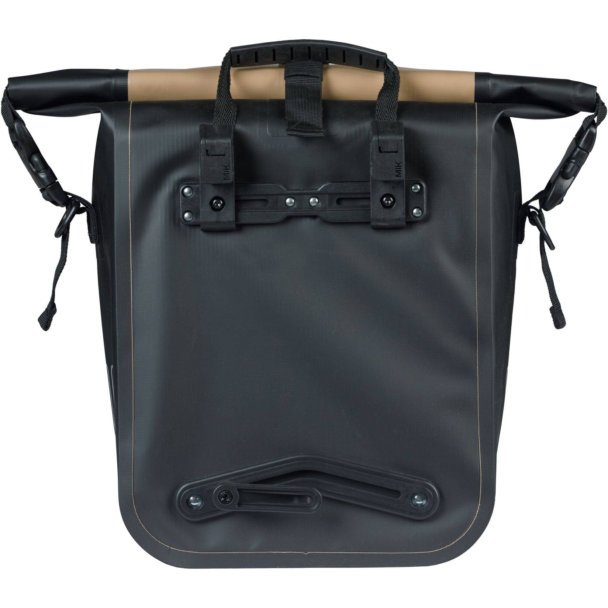 Basil Rivo M Waterproof Bike Bag with MIK hooks and shoulder strap, made of durable waterproof material for cycling accessories.