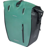 Basil Rivo L tarpaulin rear bike bag with MIK hooks and removable strap, designed for bicycle accessories and storage.