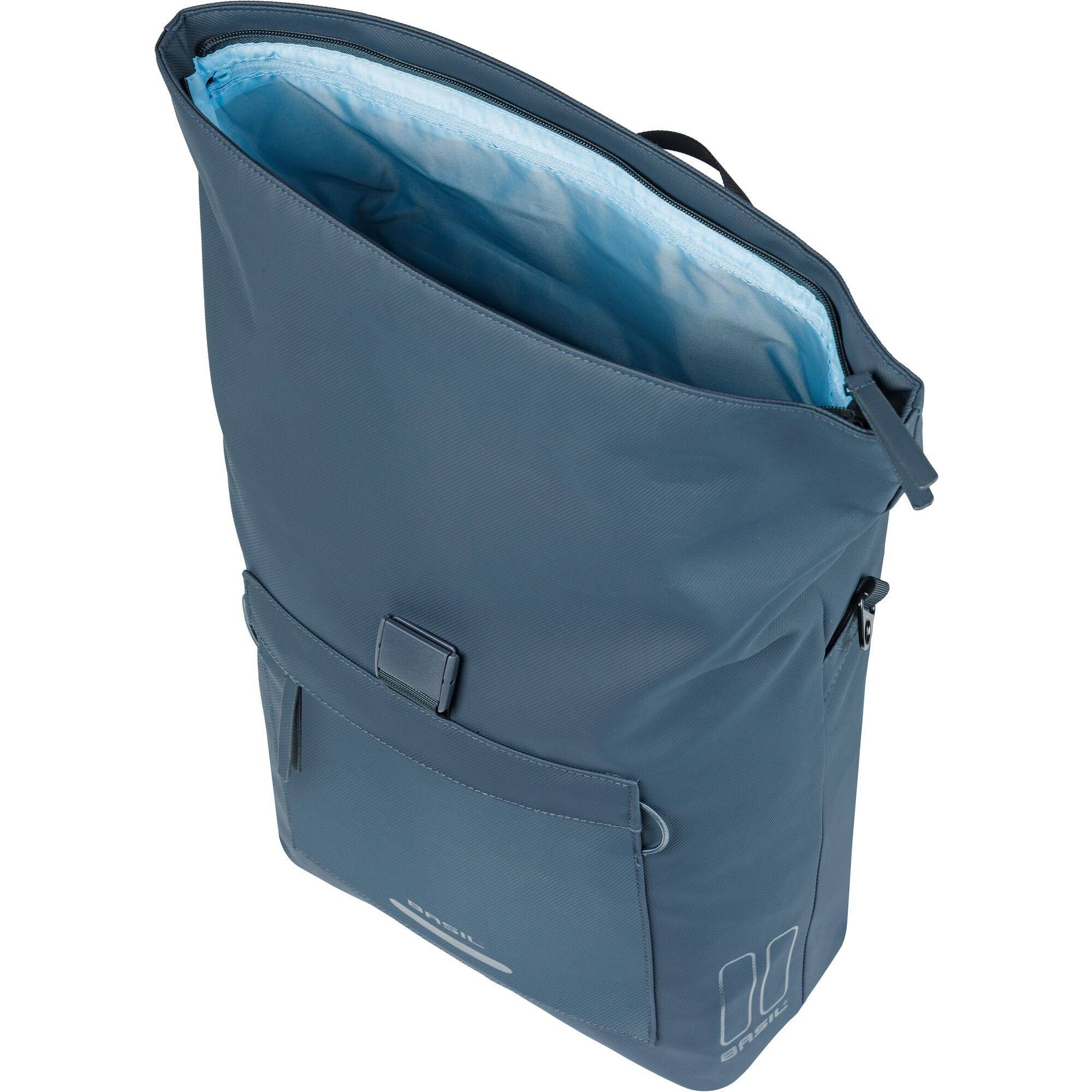 Basil Brooklyn navy shoulder bag with MIK hooks, 17L waterproof commuter bag, designed for accessories and daily use.