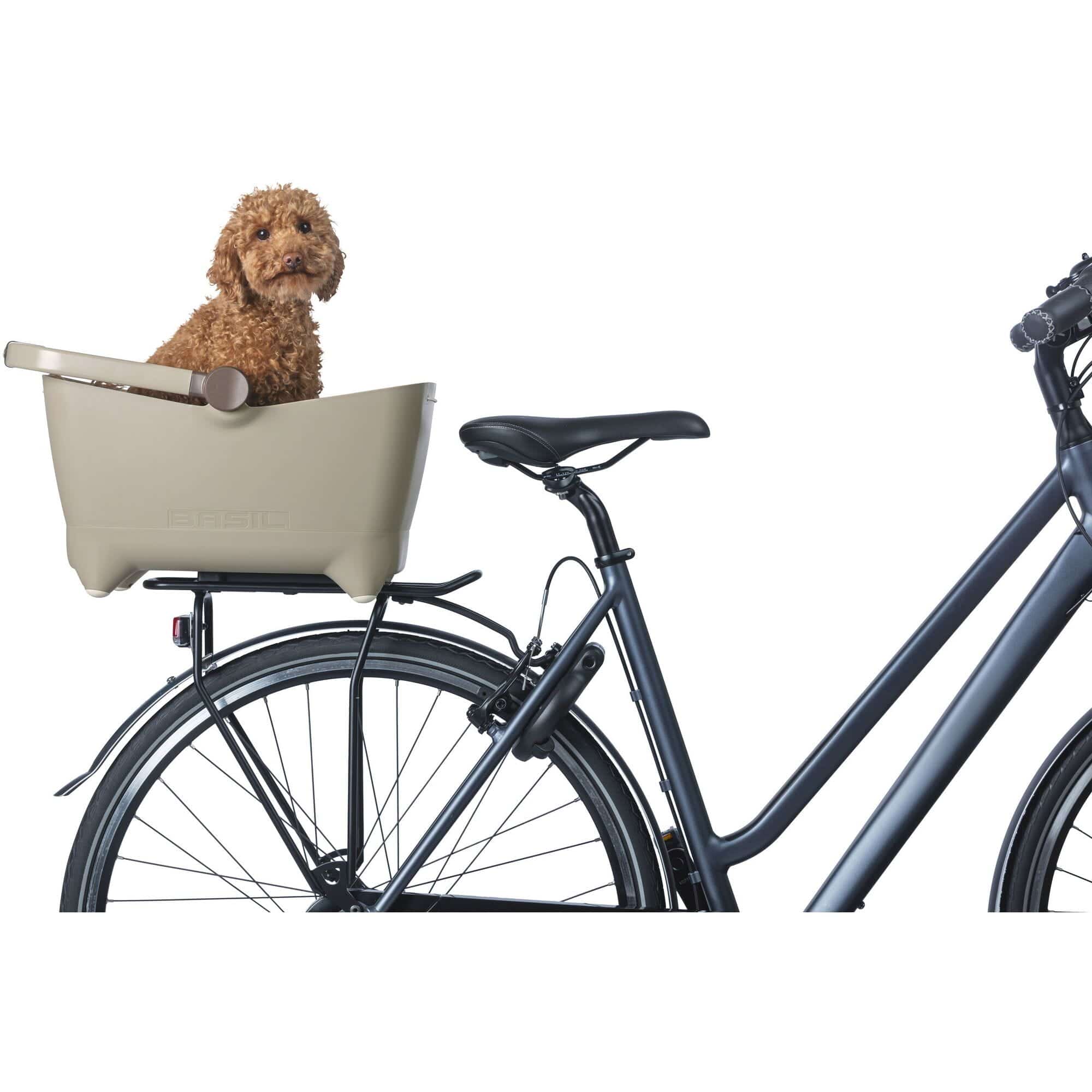 Basil Buddy MIK - dog bicycle basket - rear - biscotti brown