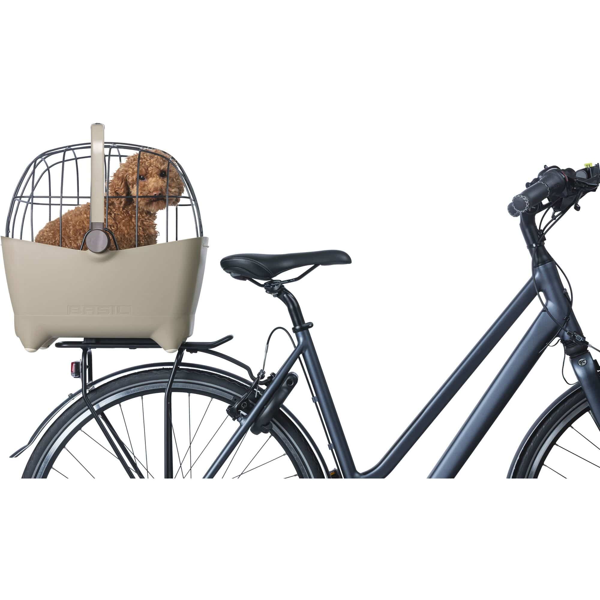 Basil Buddy MIK - dog bicycle basket - rear - biscotti brown