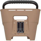 Basil Neo rear bicycle basket with multi-system mount for city bikes and e-bikes, shown attached to a bicycle rear rack.
