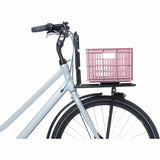 Pink Basil Small Bicycle Crate 17.5L in eco-friendly design, versatile mounting bike basket for accessories and storage.