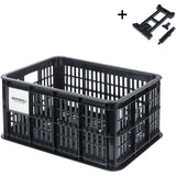 Black Basil Bicycle Crate MIK Small 17.5L recycled synthetic bike basket attached to a bicycle for carrying essentials.