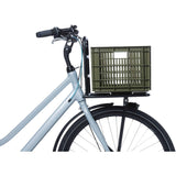 Green Basil Bicycle Crate Medium 29.5L eco-friendly bike storage basket with handles, designed for bicycle accessories.