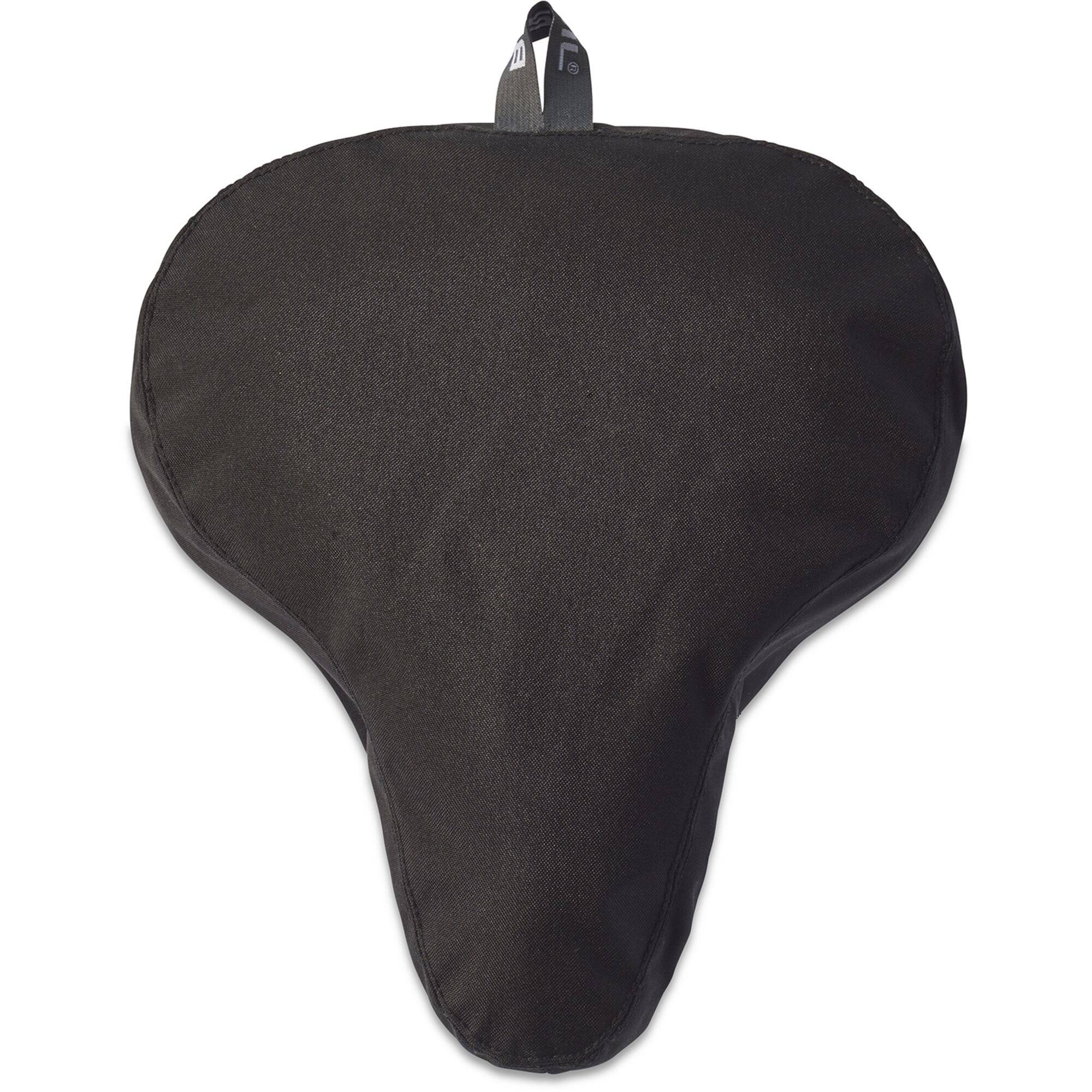 Black Basil GO Waterproof Bike Saddle Cover with elastic strap, designed to protect bicycle seats from rain and moisture.