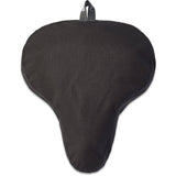 Black Basil GO Waterproof Bike Saddle Cover with elastic strap, designed to protect bicycle seats from rain and moisture.