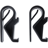 Pair of Basil black hook-on system sports accessories for 10-12mm racks, designed for easy hanging and secure attachment.
