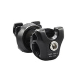 Basso Bikes saddle clamp adaptors for alloy and carbon rail saddles compatible with Basso seatposts, shown on a bicycle component.