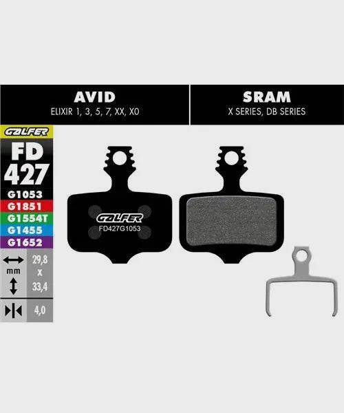 Galfer standard bike disc brake pads showing black brake pad material and metal backing plate for reliable stopping power.