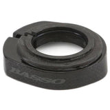 Basso bike frame spacers for headset alignment and steering adjustment, shown in black, designed for bicycle component installation.