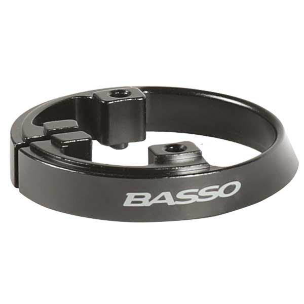 Basso bike frame spacers for headset alignment and steering components, shown in black on a white background.