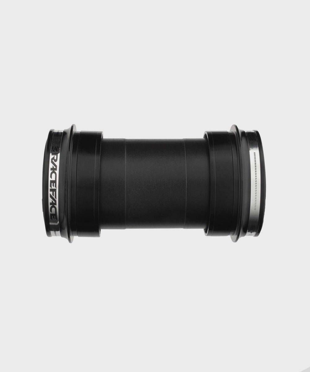 Race Face Cinch PF30 bottom bracket with 83mm spindle and external seals for MTB components, shown in image.