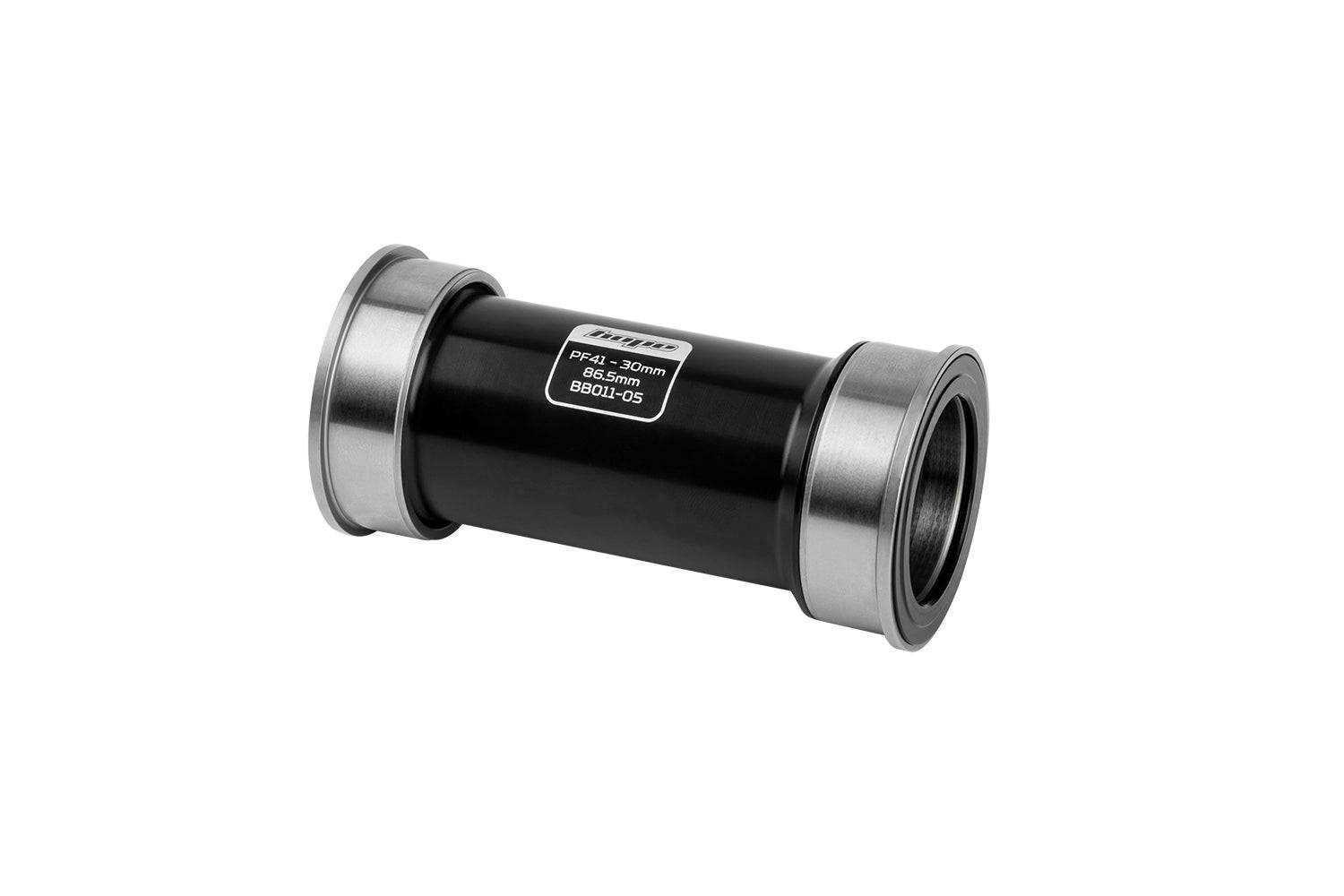 Hope Pressfit 41mm bottom bracket with Swiss bearings for 30mm crank axles, showcasing durable bicycle component hardware.