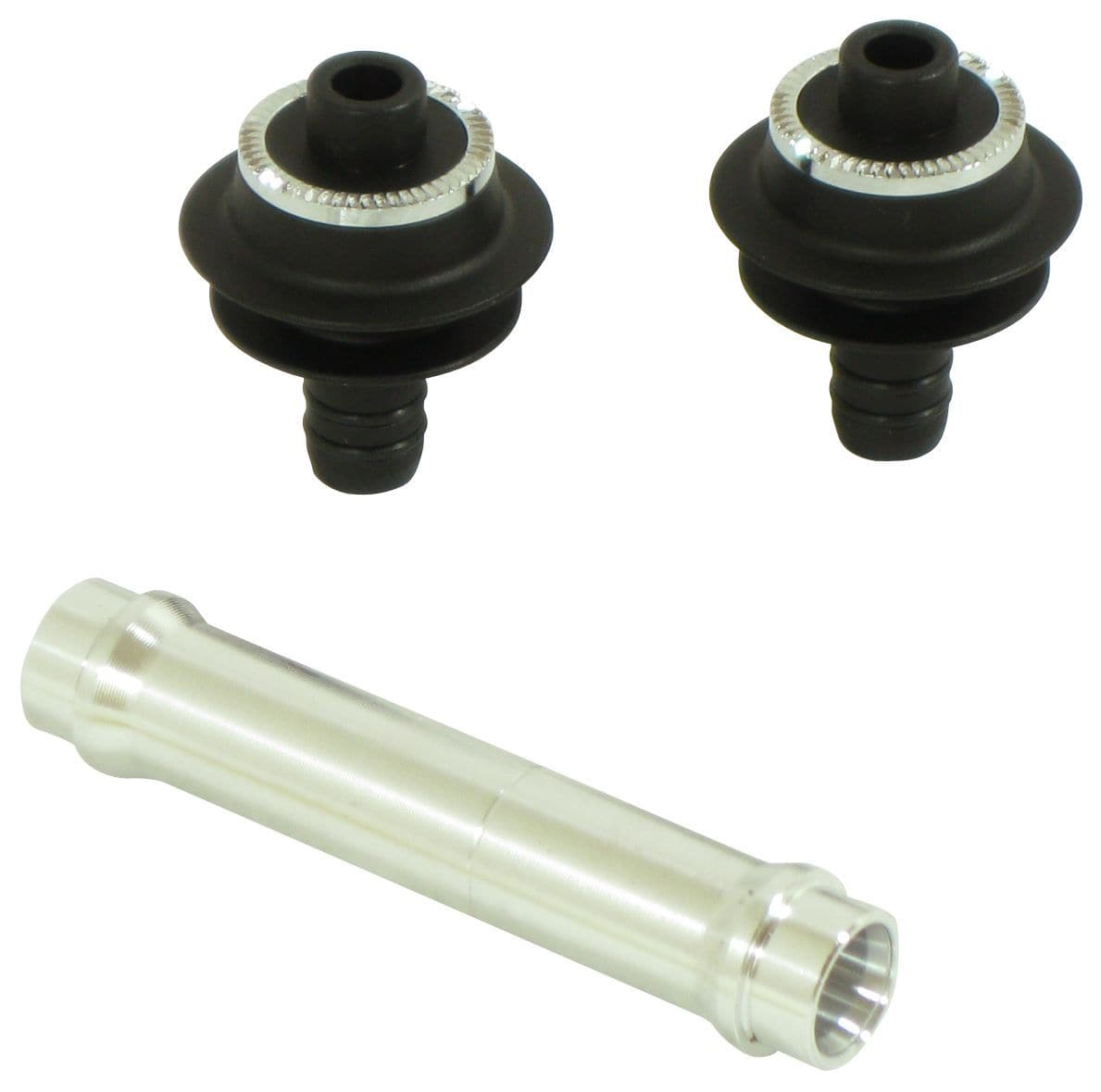 Bontrager Race Lite axle kit with 100mm OLD for front and rear road cycling hubs, lightweight bike components.