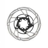 Jagwire Pro LR2-E 6-bolt disc brake rotor with E-bike speed sensor magnet, shown mounted on a bicycle wheel.