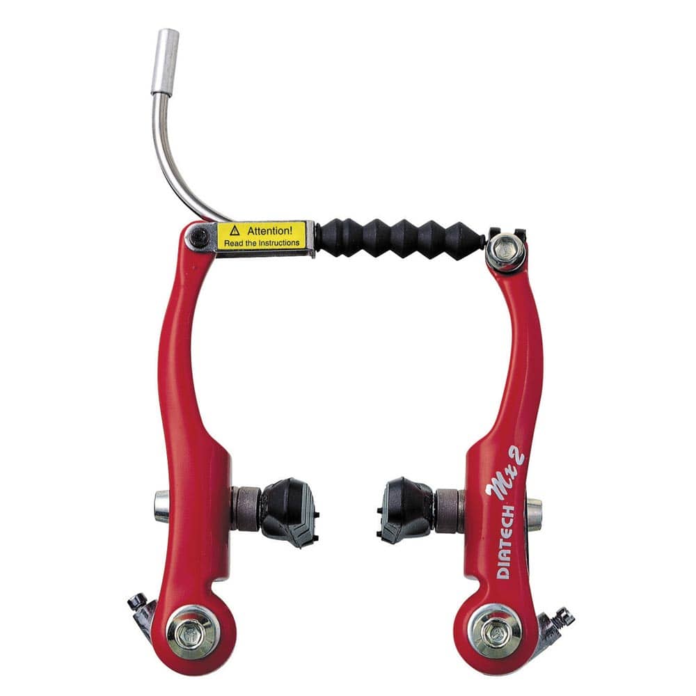 Dia-Compe MX-2 Lo-Pro V-Type bike brakes with dual spring adjustment and low profile pads, shown in red.