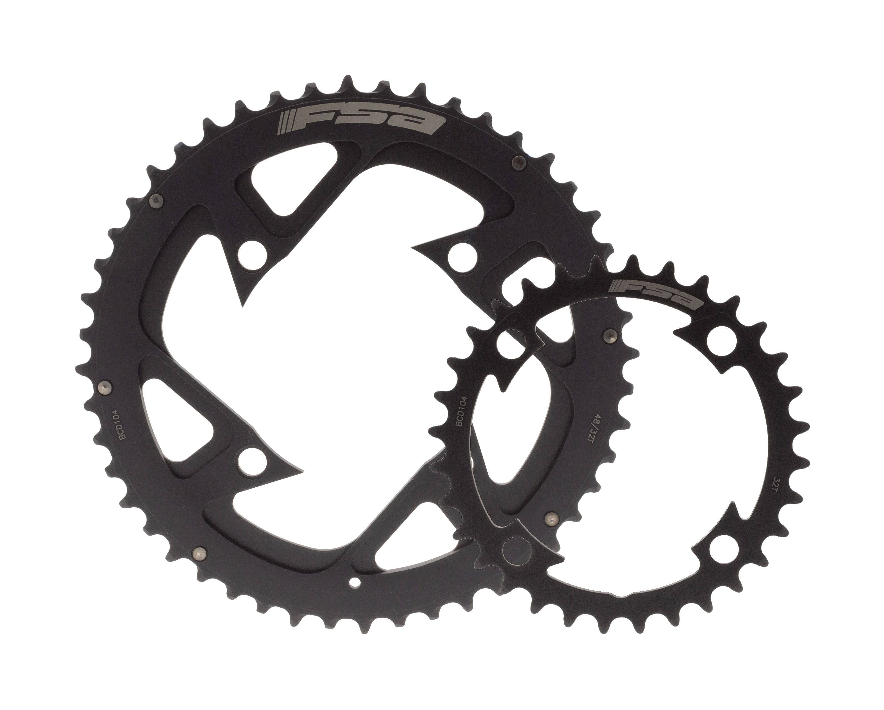 FSA Bosch Gen 4 ebike chainring set with 48/32T gears and mounting bolts, compatible with G4 e-bike drivetrain system.