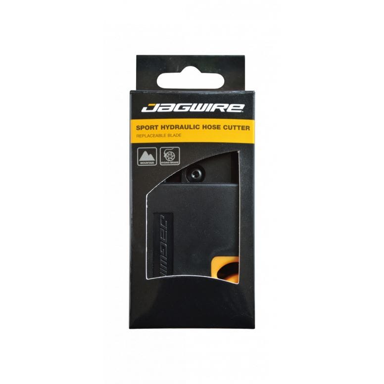 Jagwire Sport hydraulic hose cutter for eTap AXS HRD systems, black, used in workshop settings for precise cable cutting.