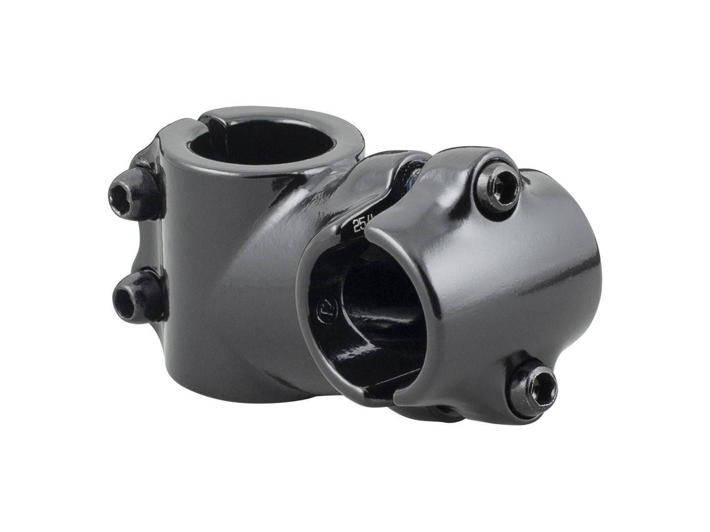 Black Bontrager 1-inch 25.4mm clamp bike stem with 15° angle and 50mm length, designed for bicycle handlebar components.