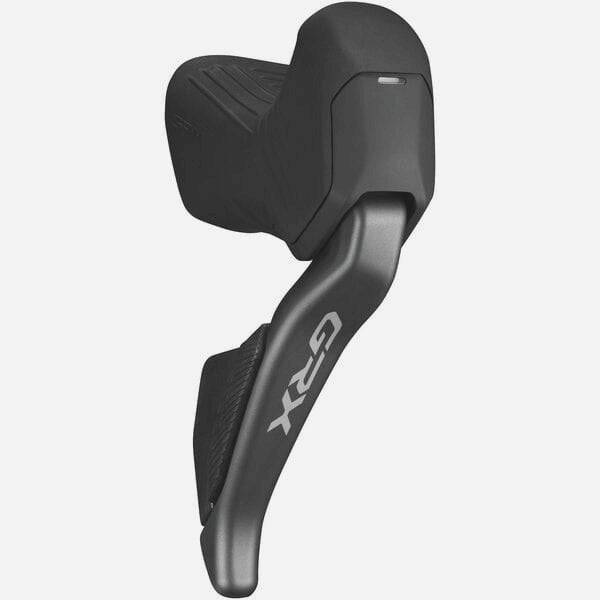 Shimano GRX ST-RX825 right-hand 12-speed Di2 hydraulic STI lever for gravel bike components, showing the ergonomic design and controls.