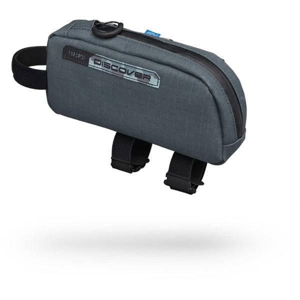 PRO Discover waterproof top tube bag with reflective elements and cable exit, designed for bike accessories and storage.