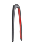 Trek Domane SLR 9 700C road bike fork in matte Dnister and Viper Red, lightweight carbon component for high-performance cycling.