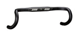 FSA Omega Compact Road Handlebar 31.8mm with ergonomic design for cycling, shown with sleek black finish and curved grip areas.